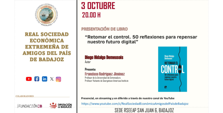 Presentación libro «Retomar el control» de Diego Hidalgo Demeusois en Badajoz